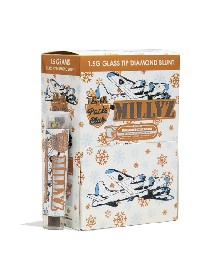 Dreamsicle Zoda Hidden Hills Millyz 1.5g THC-A and Infused THC-P Glass Tip Pre Rolls 20pk Front View on White Background