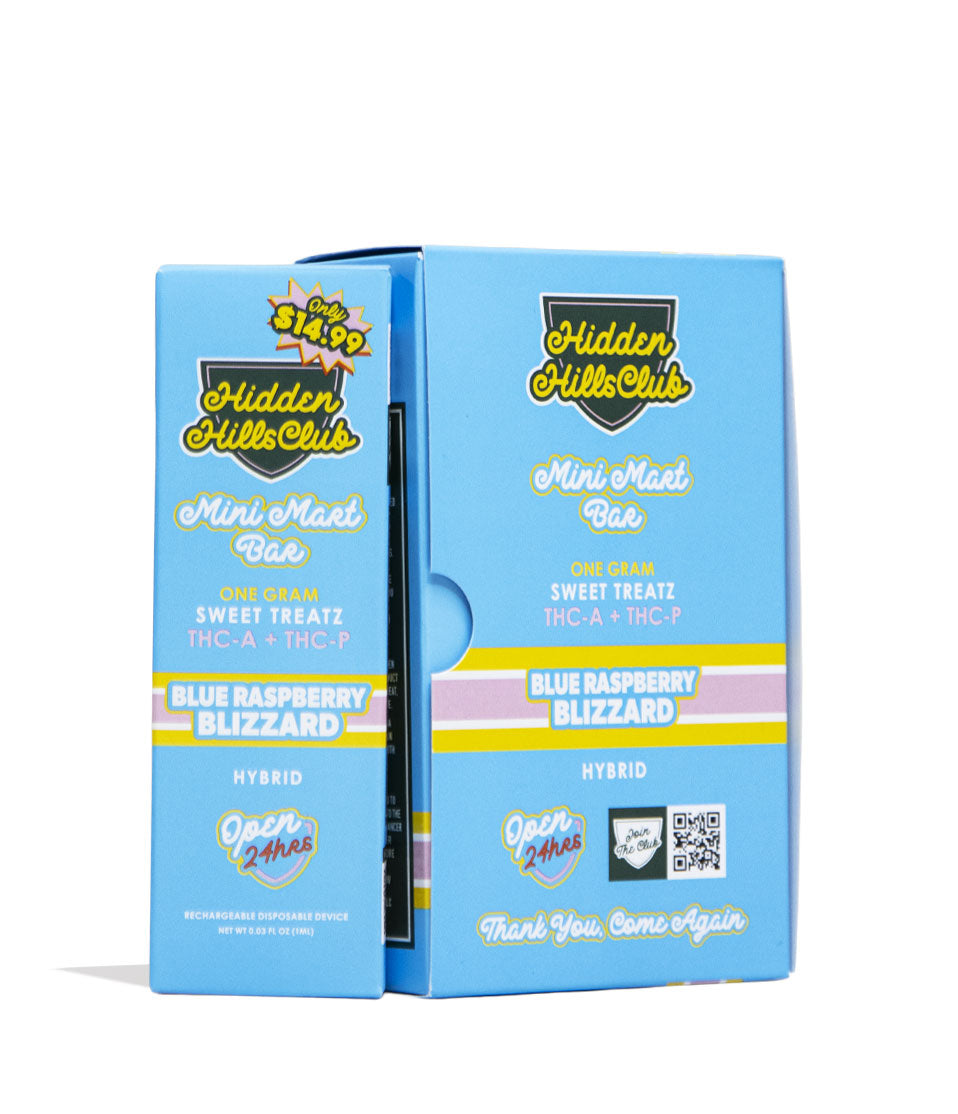 Blue Raspberry Blizzard Hidden Hills Mini Mart Sweet Treatz 1g THC-A and THC-P Disposable 5pk Front  View on White Background