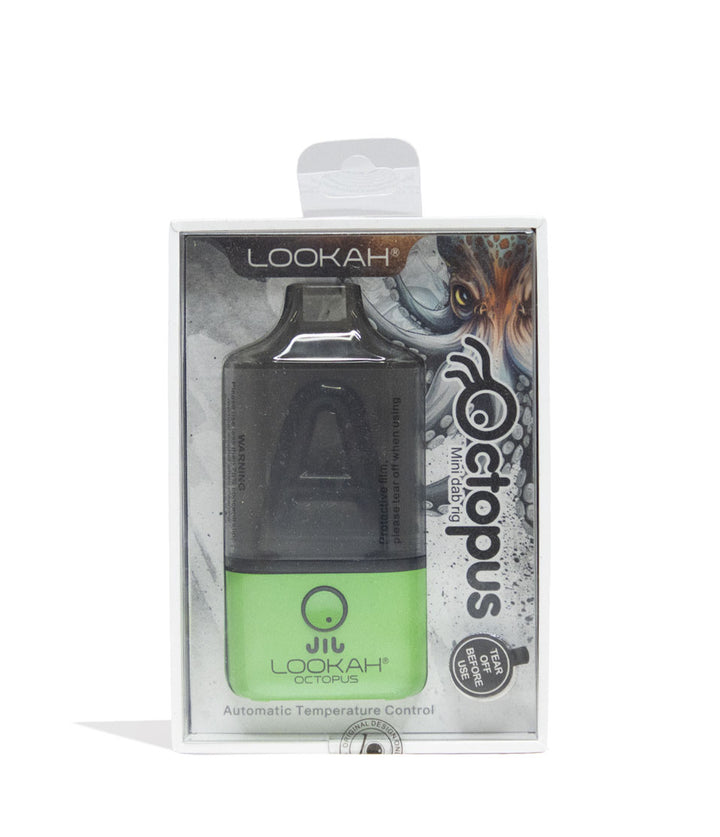 Green Lookah Octopus Dab Rig Vaporizer Packaging Front View on White Background