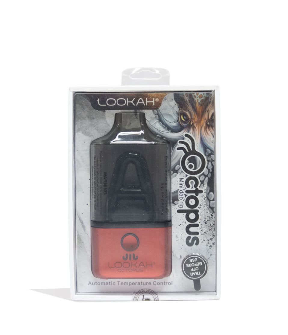 Red Lookah Octopus Dab Rig Vaporizer Packaging Front View on White Background
