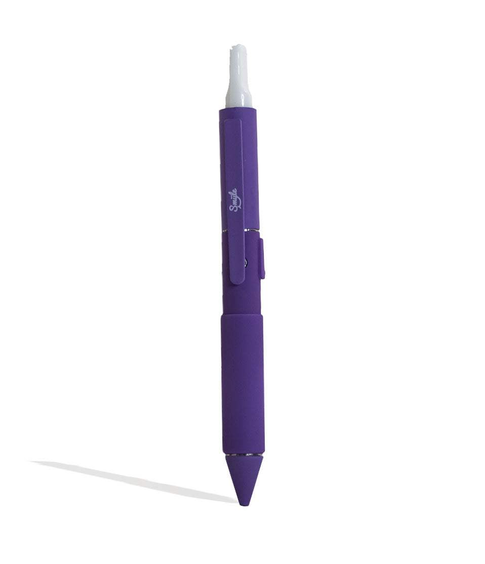 Purple Smyle Penjamin Cart Pen Variable Voltage Battery Front View With Cartridge on White Background