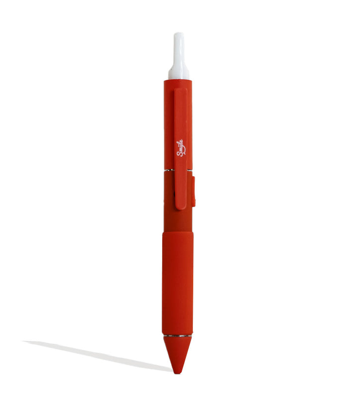 Red Smyle Penjamin Cart Pen Variable Voltage Battery Front View With Cartridge on White Background