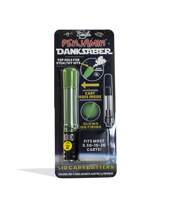 Green Smyle Penjamin Saber Variable Voltage Battery Packaging Front View on White Background