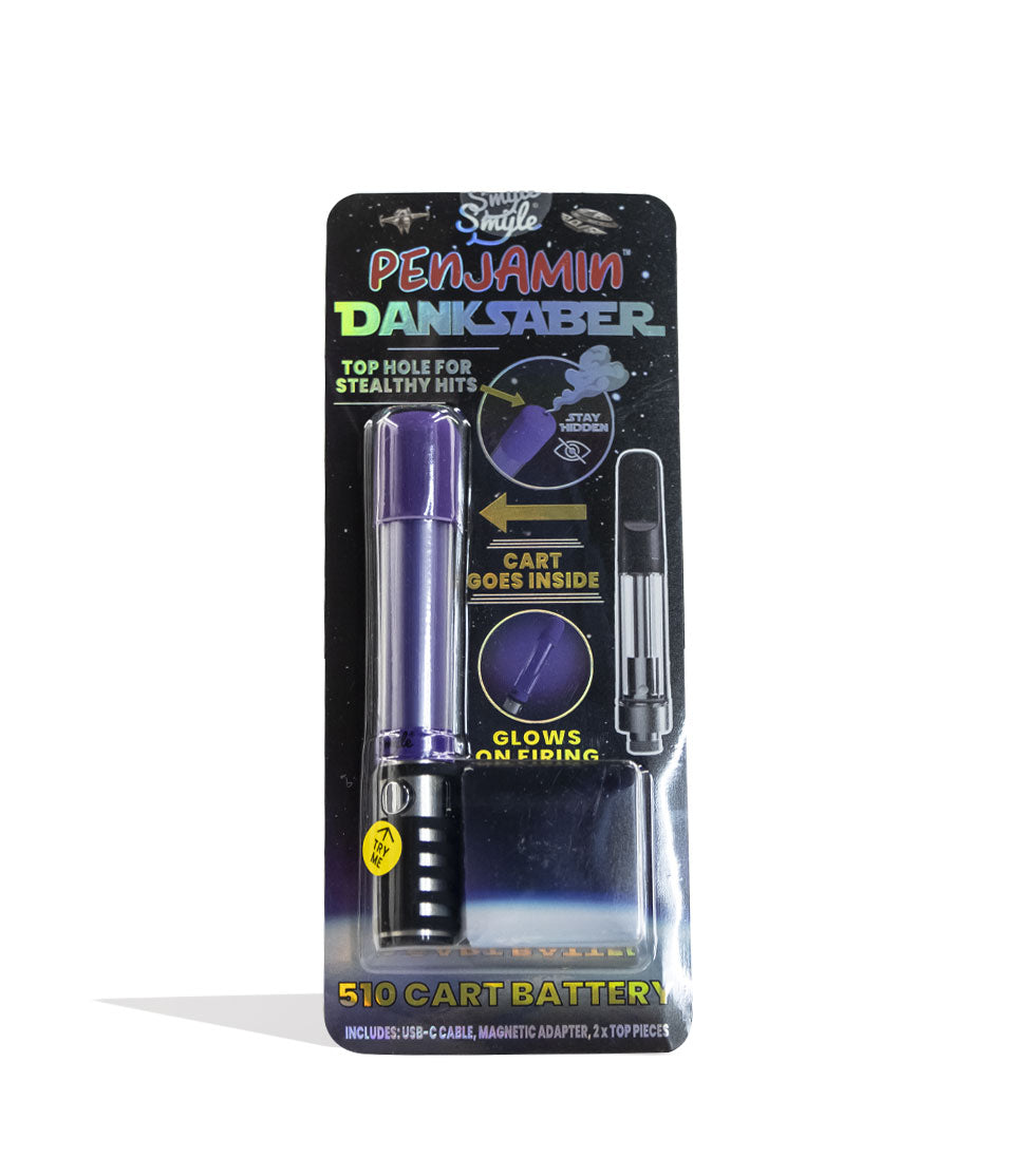 Purple Smyle Penjamin Saber Variable Voltage Battery Packaging Front View on White Background