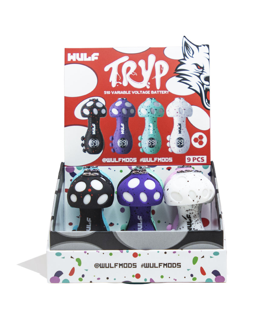 Wulf Mods TRYP Mushroom Shaped Variable Voltage Battery 9pk Front View on White Background