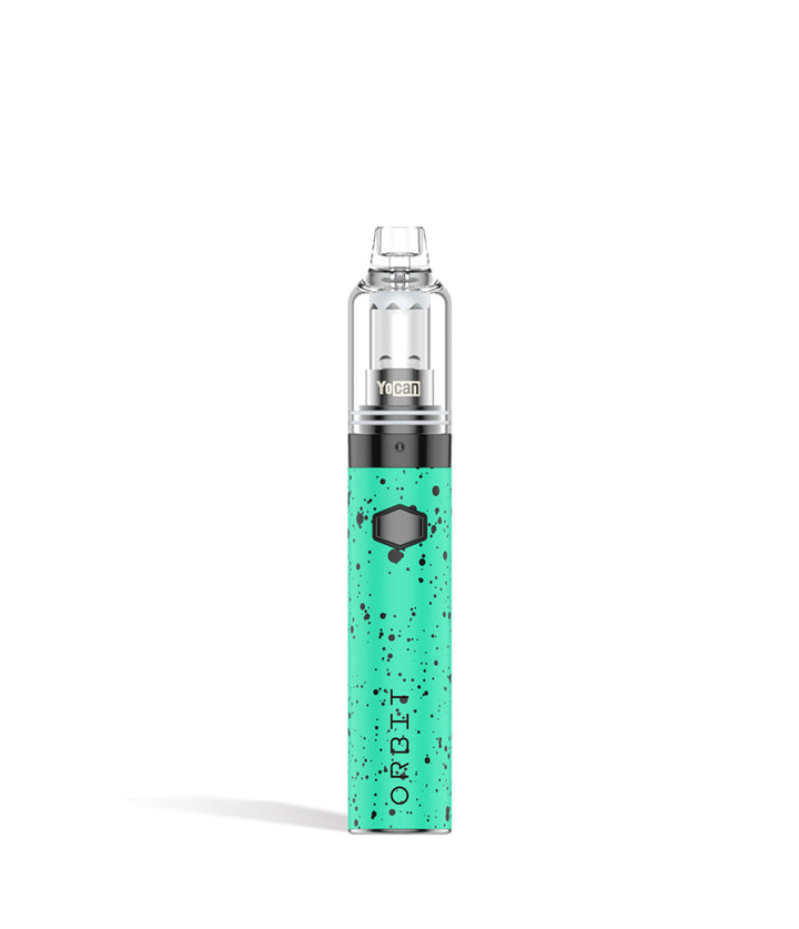 Teal Black Spatter front view Wulf Mods Orbit Concentrate Vaporizer on white studio background