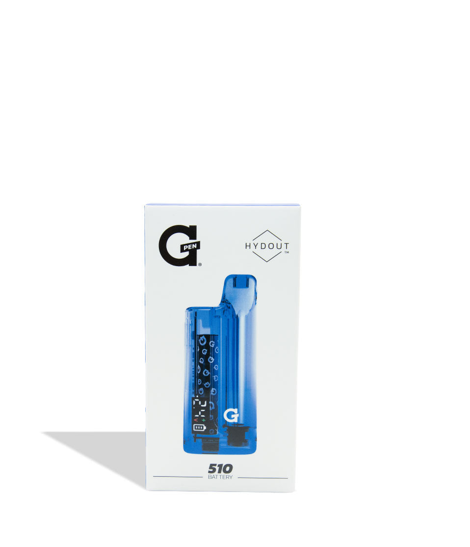 Blue pen with packaging featuring the brand &