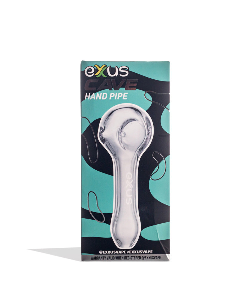 Clear Exxus Vape Cave Hand Pipe 12pk Packaging Front View on White Background