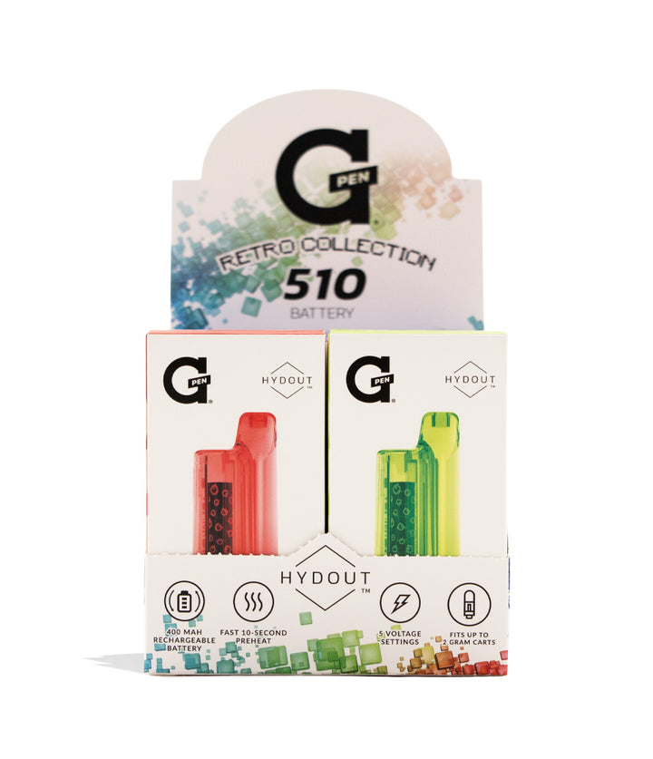 G Pen Hydout Retro Clear Variable Voltage Battery 10pk Front View on White Background