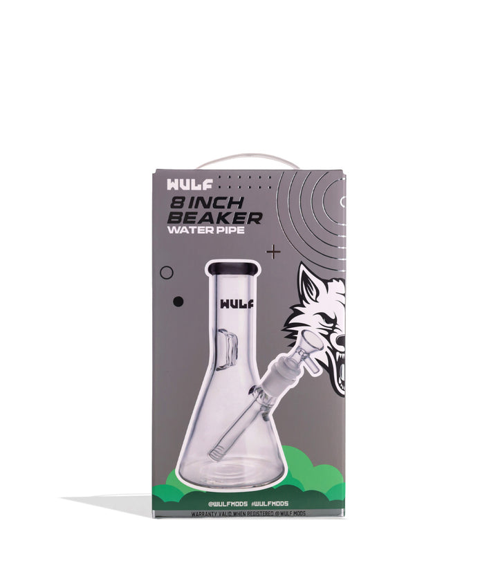 Smoke Wulf Mods 5mm 8inch Beaker Water Pipe Packaging Front View on White Background