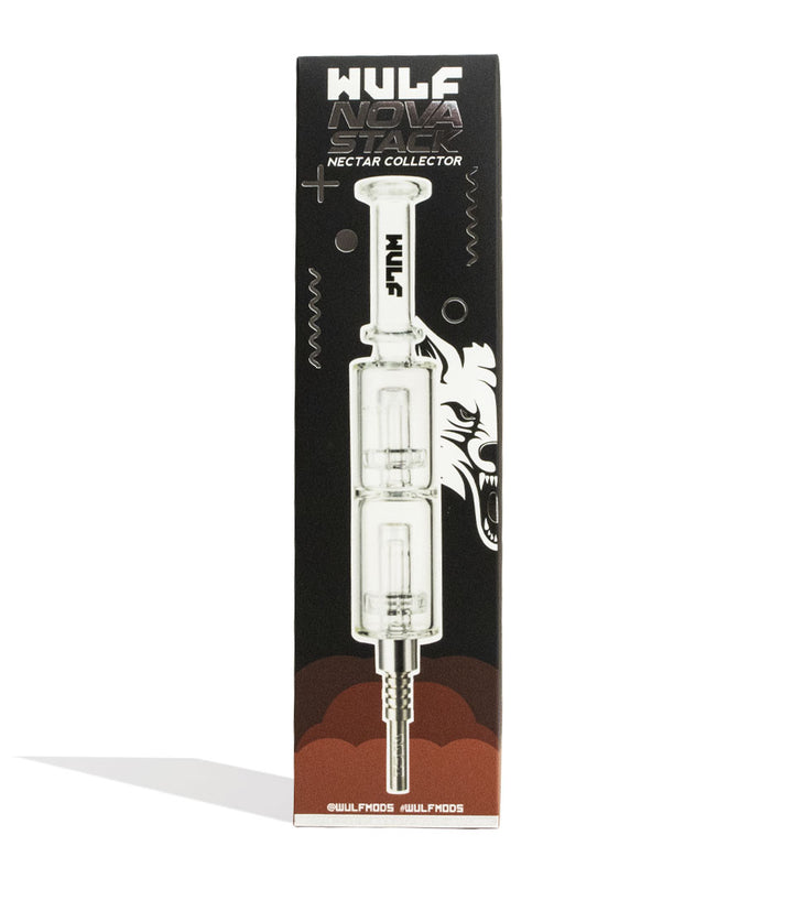 Clear Wulf Mods Nova Stack Water Filtered Nectar Collector Front View on White Background