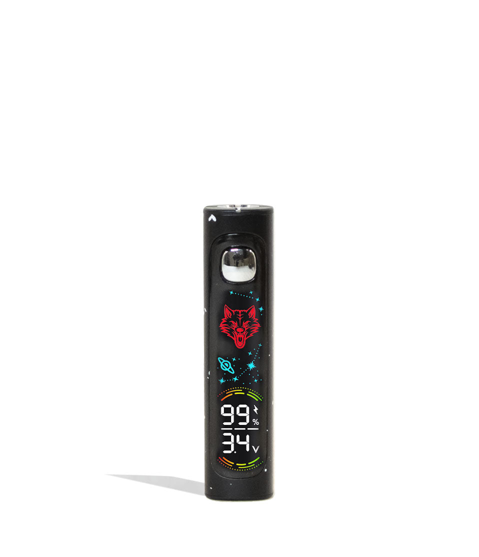Black White Spatter Wulf Mods Pro Digit Variable Voltage Battery 15pk Front View on White Background