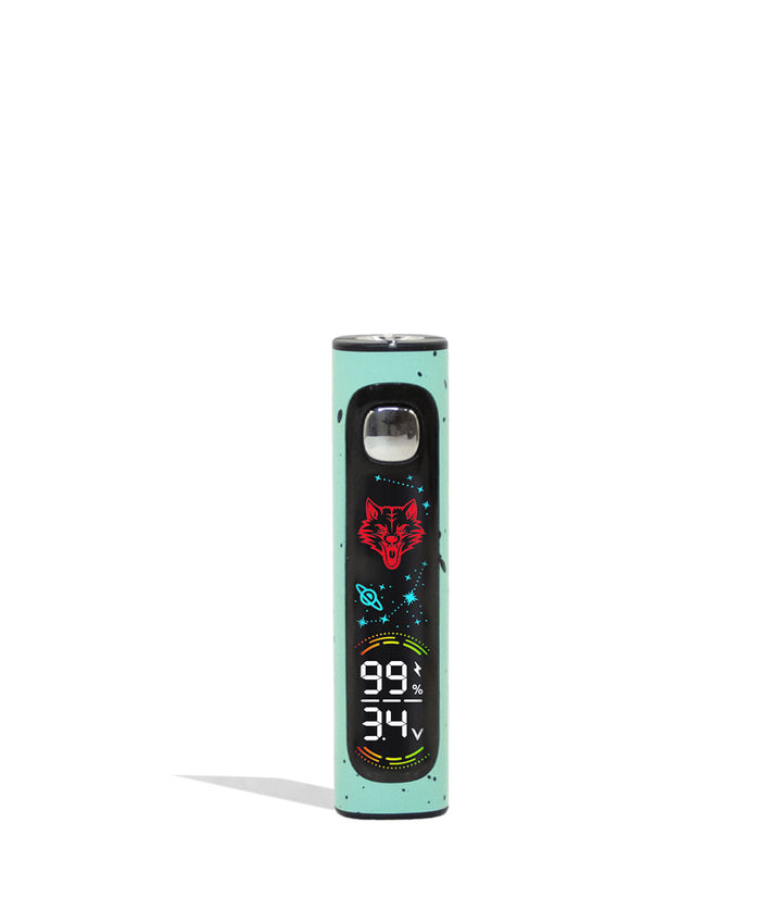 Teal Black Spatter Wulf Mods Pro Digit Variable Voltage Battery 15pk Front View on White Background