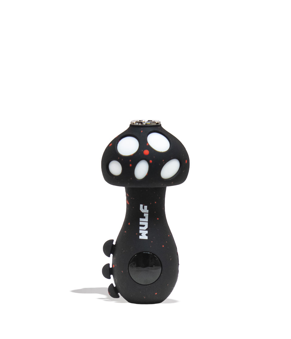 Black Red Spatter Wulf Mods TRYP Mushroom Shaped Variable Voltage Battery 9pk Front View on White Background
