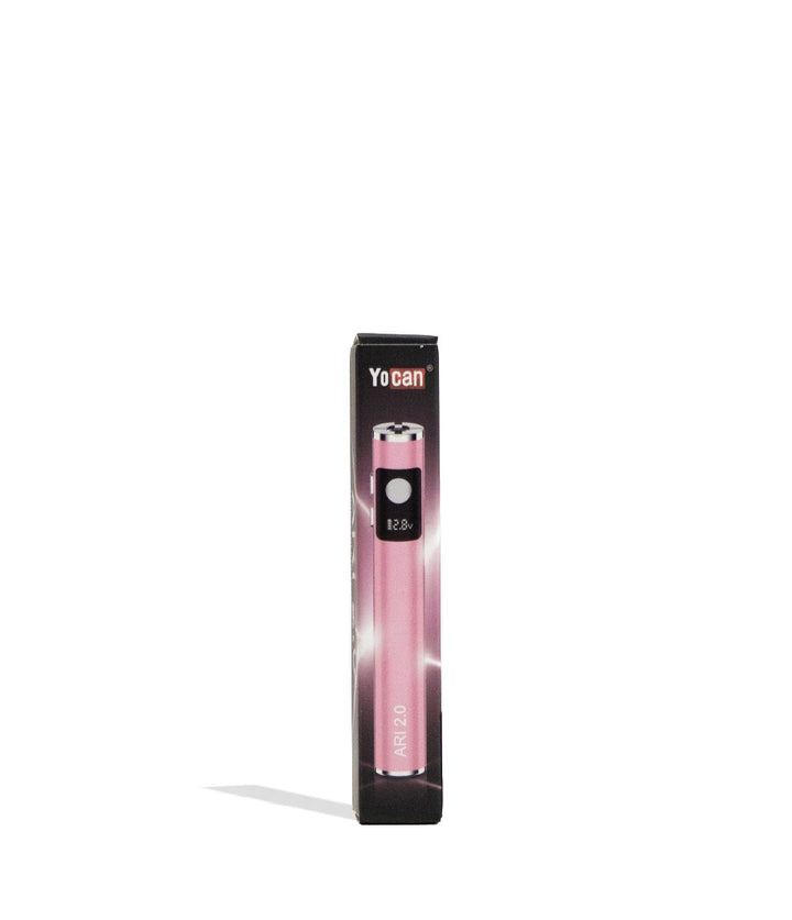 Pink Yocan Ari 2.0 Variable Voltage Battery 15pk Packaging Front View on White Background