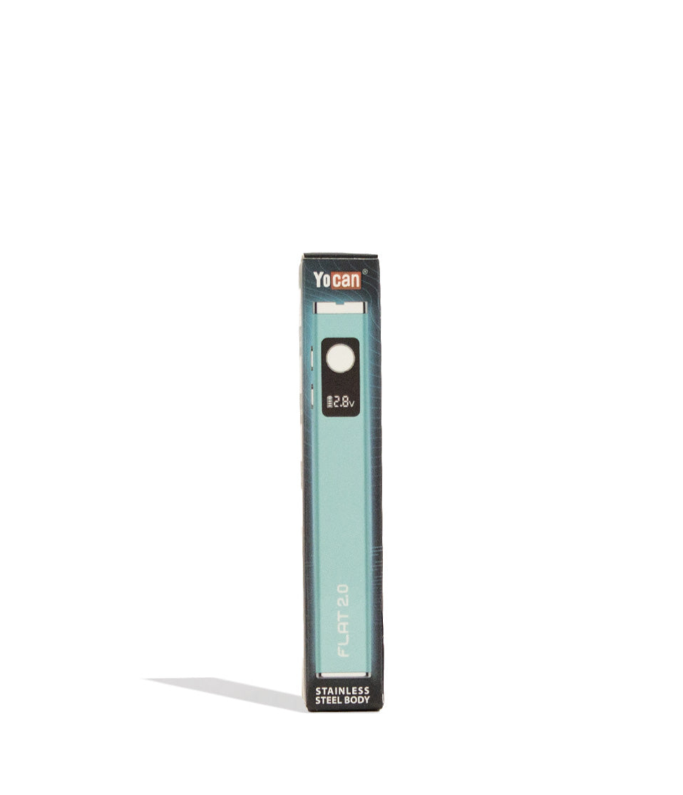 Blue Yocan Flat 2.0 Variable Voltage Battery 12pk Packaging Front View on White Background