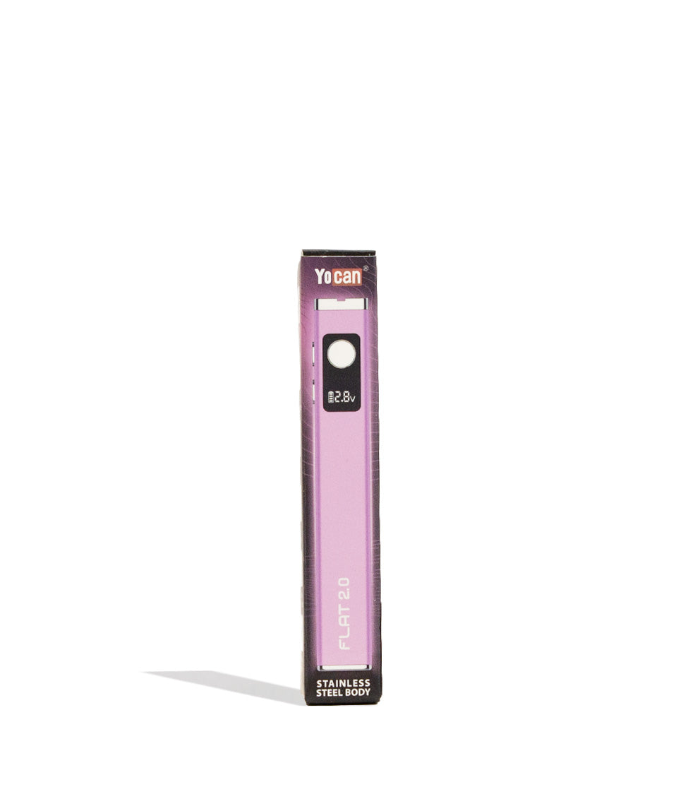 Pink Yocan Flat 2.0 Variable Voltage Battery 12pk Packaging Front View on White Background