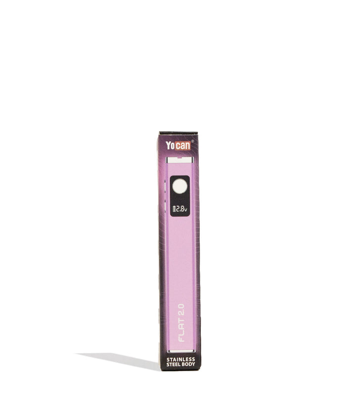 Pink Yocan Flat 2.0 Variable Voltage Battery 12pk Packaging Front View on White Background