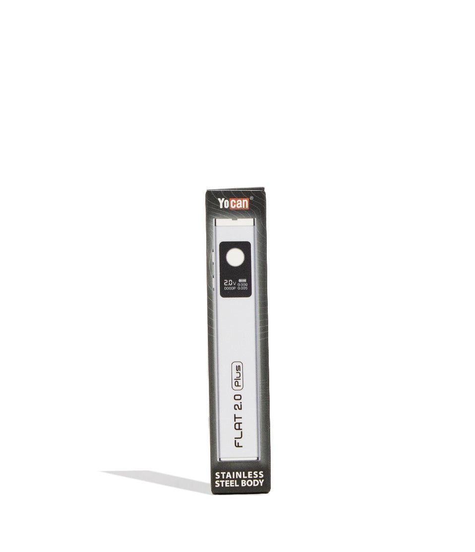 White Yocan Flat Plus 2.0 Variable Voltage Battery 12pk Packaging Front View on White Background